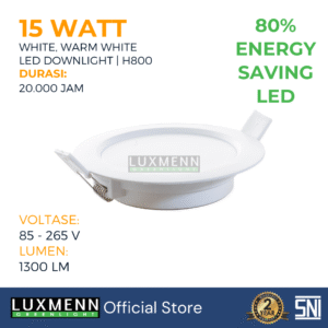 Luxmenn - LED Lampu Inbow Downlight -LUX-H800/15W - White - Warm White ( Paket Hemat 3 Pcs )
