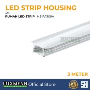 LUXMENN - LED Strip Alumunium Housing - LUX-HSIP/1509A/3M 15x9mm - Silver